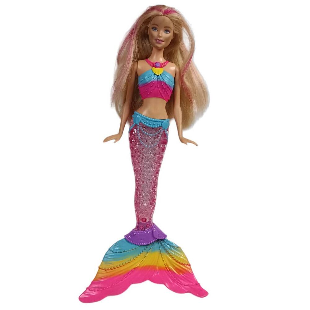 BARBIE Dreamtopia 13" Mermaid Doll Light-Up Rainbow Tail Blonde Hair Pink Tiara - Picture 1 of 7